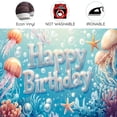 thumbnail image 4 of 5X3ft Happy Birthday Backdrop, Summer Under the Sea Backdrop & Ocean Birthday Backdrop Banner, With Coral/Shell Elements Premium Fabric for Themed Parties, Family Gatherings Photography Background, 4 of 5