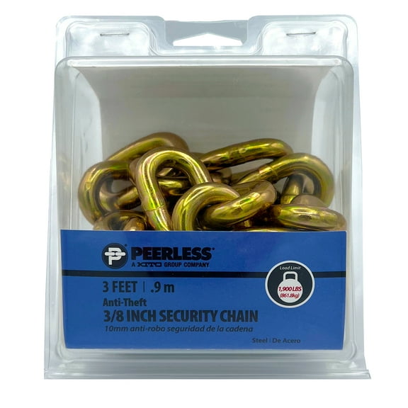 3/8" Anti-Theft Security Chain, 3 ft, Yellow Zinc Plated, Peerless Chain Company, #4751303