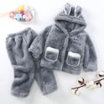 thumbnail image 2 of Toddler Clothing Set Children's Flannel Sleepwear Set Long Pants Thickened Home Clothes Set New Casual Matching Sets Gray 7T, 2 of 6