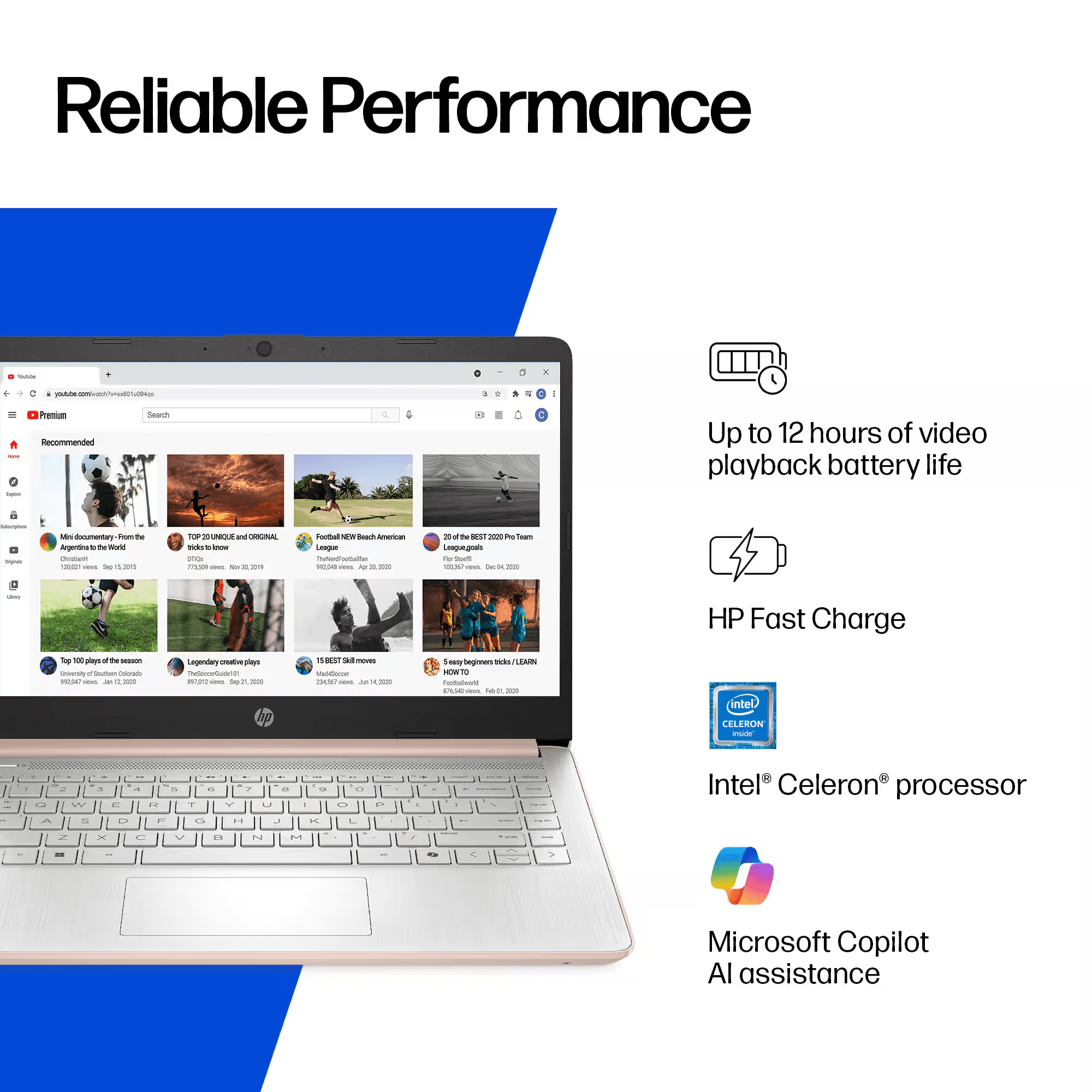 HP 14 inch Laptop Ultra Thin, Office 365 included, Intel N4500 Processor, 16GB RAM, 64GB EMMC + 256GB SSD, HDMI, Windows 11 S, Free Wireless Mouse (Rose Gold)