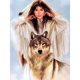 thumbnail image 1 of Kits de pintura de diamante 5D DIY taladro redondo completo mosaico de lobo de niña india (NH2212) Sywqhk Decoración hogareña, 1 of 9