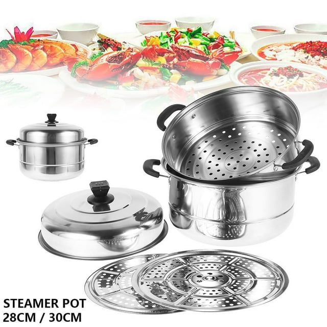Multi Tier Food Steamer Cooker Pan Soup Stock Pot Set 3 Tier 2 Tier Food Steamer PanStainless Steel Kitchen Cookware Slow Cooker