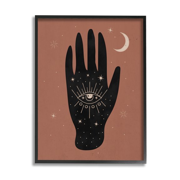 Stupell Industries Celestial Bohemian Chic Hand With Enlightened Eye Tattoo ,11 x 14, Design by Nina Blue