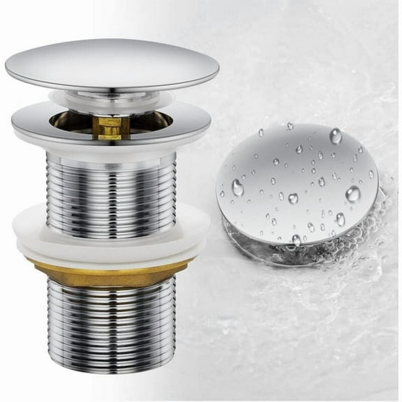 Universal Pop Up Sink Drain Without Overflow, Compatible with Copper Sinks