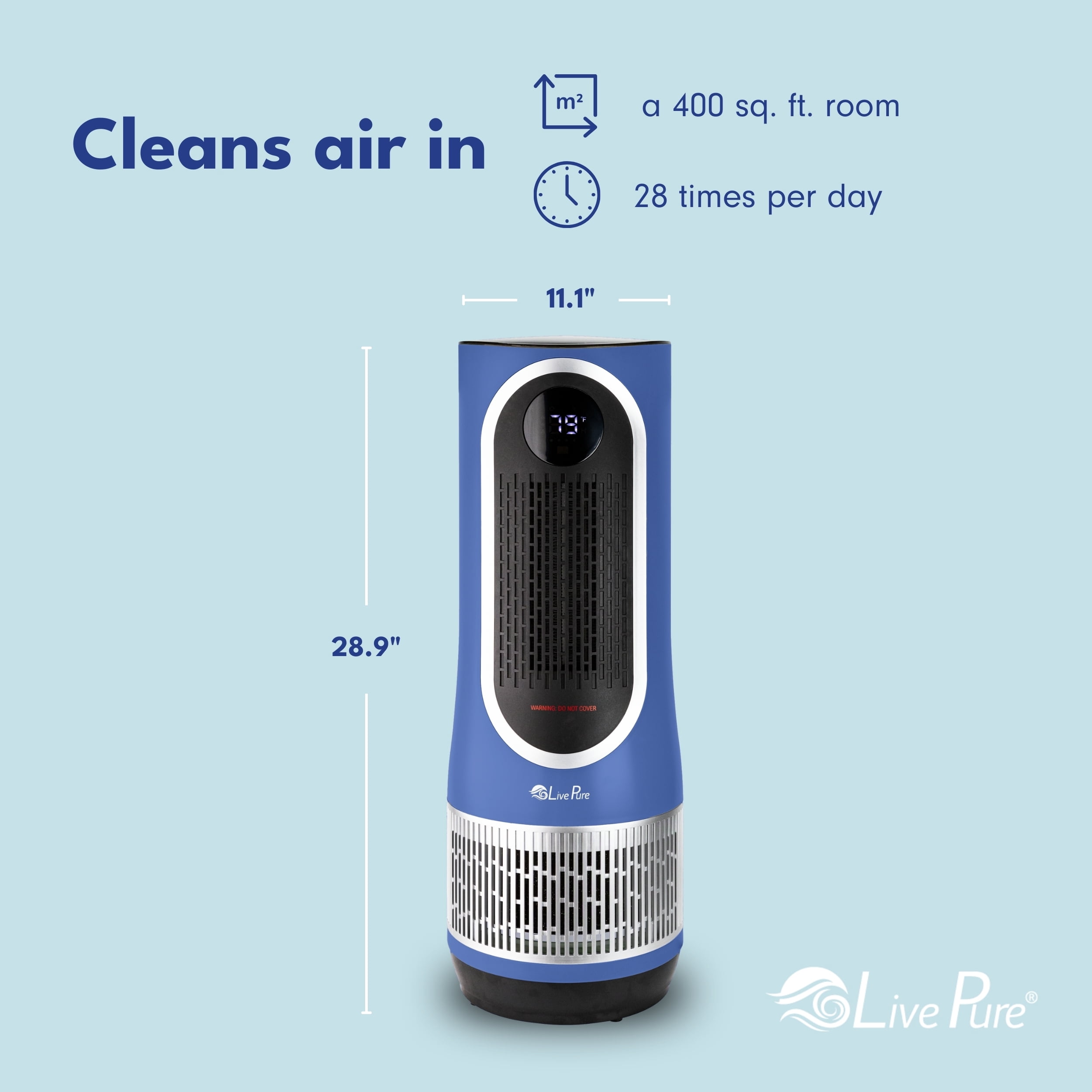 LivePure 3 in 1 Clean Heat Air Purifier/Fan & Heater. Denim Blue