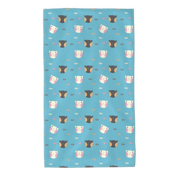 Balery Cat Fish Toalla de Microfibra Premium con Estampado – 27.5x16 pulgadas, Alta Absorción, Suave y Aterciopelada, Secado Rápido