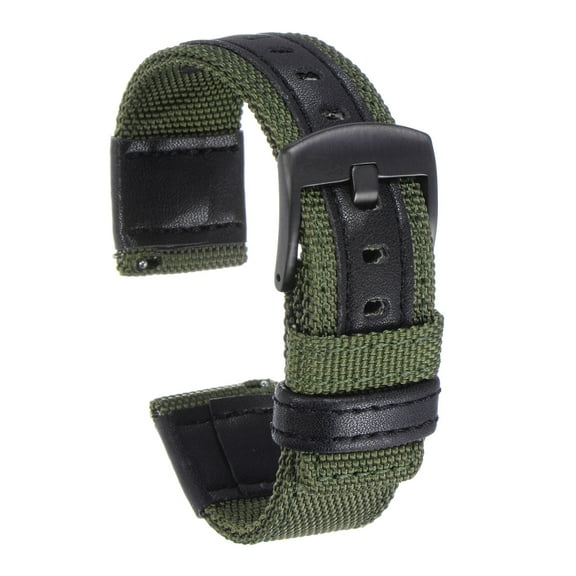 Uxcell Nylon Watch Band 20mm Quick Release Canvas Watch Strap with Black Stainless Steel Buckle for Men, Navy Green