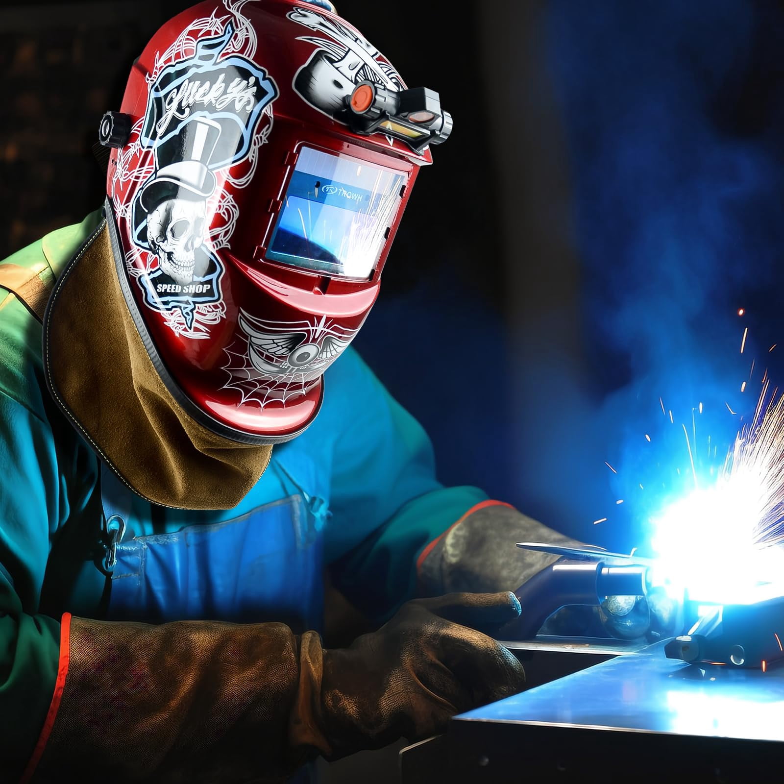 Welding Helmet Bib Cover Extended Split Wrap-Around Helmet Back Cover with Press Fit Seal, for Most Welding Helmets