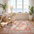 thumbnail image 3 of Design&I 8'x10' Washable Area Rug Extra Large Skid-Resistant Low Profile Pink Boho Vintage Ornate Southwestern Border Distressed Scroll for Living Room, Family, 3 of 7
