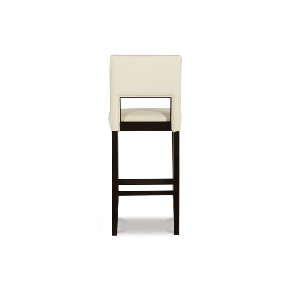 Linon Vega 30" Mid Back Indoor Upholstered Bar Stool, Espresso/ White Faux Leather
