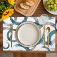 thumbnail image 4 of Turquoise Grey Placemats Set of 12, Geometric Circle Modern Abstract Simple Art Placemats for Dining Table, Place Mats for Kitchen Tabletop, Waterproof Wipeable Dining Table Mats Set, 4 of 9