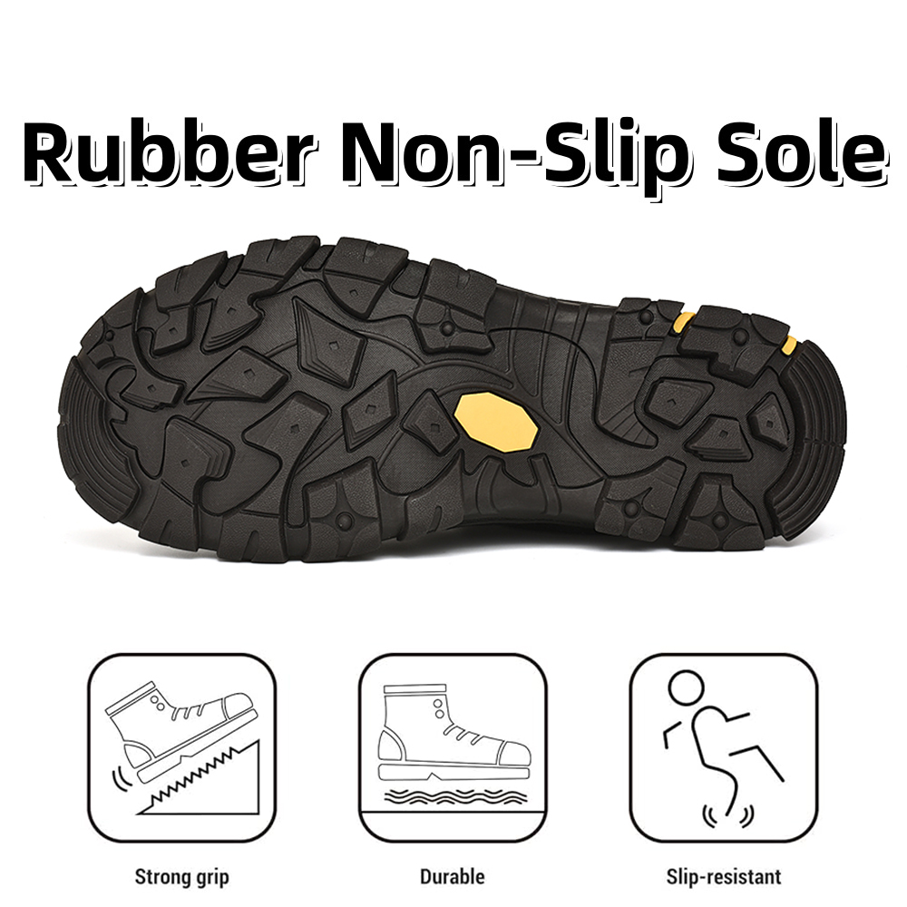 Men's Hiking Shoes Comfortable Breathable Lightweight Slip Resistant Rubber Outsole Outdoor Walking Lace Up Sneakers Black 7 US