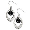 thumbnail image 1 of Stainless Steel Textured Oval and Onyx Dangle Earrings SRE196, 1 of 1