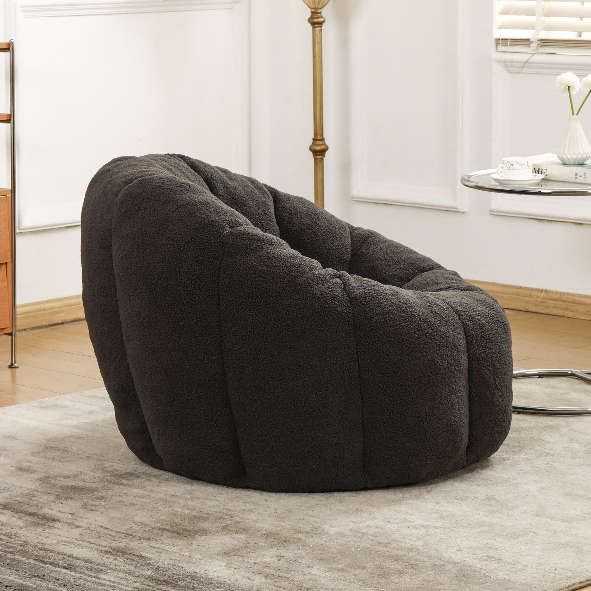 Jopath Bean Bag Chair for Adults and Kids,Oversized Bean Bag Sofa with Armrests Stuffed High-Density Foam,Lazy Sofa Floor Sofa for Living Room Bedroom,Dark Gray