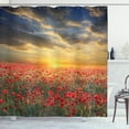 thumbnail image 1 of Ambesonne Poppy Flower Shower Curtain, Scenic Field Sunset, 69"Wx84"L, Multicolor, 1 of 3