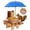 Blue, variant on XYADX Squirrel Picnic Table Feeder with Umbrella, Wooden Corn Cob Holder for Outdoor Garden