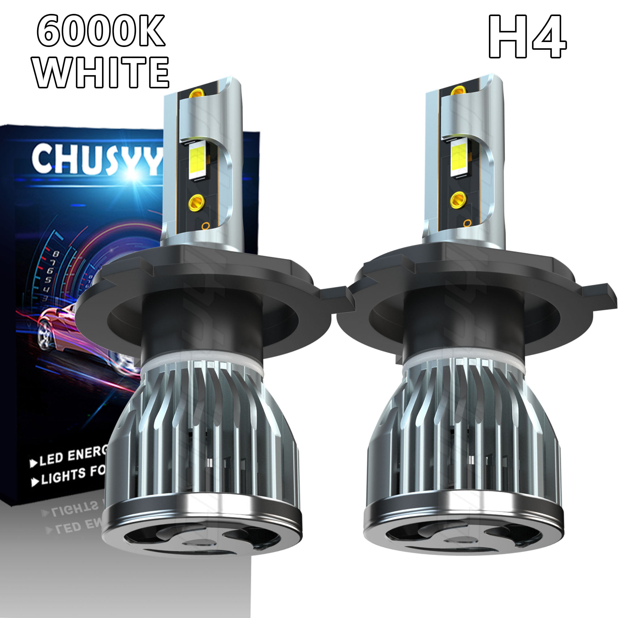 Combo 4pc H4/9003/HB2 100w Super White Halogen Headlight Lamp Bulbs High/Lo Beam