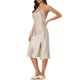 thumbnail image 4 of Noche de satén sin mangas para mujer Inspire Chic, sin espalda, con abertura, vestido midi de seda XS Champagne, 4 of 6
