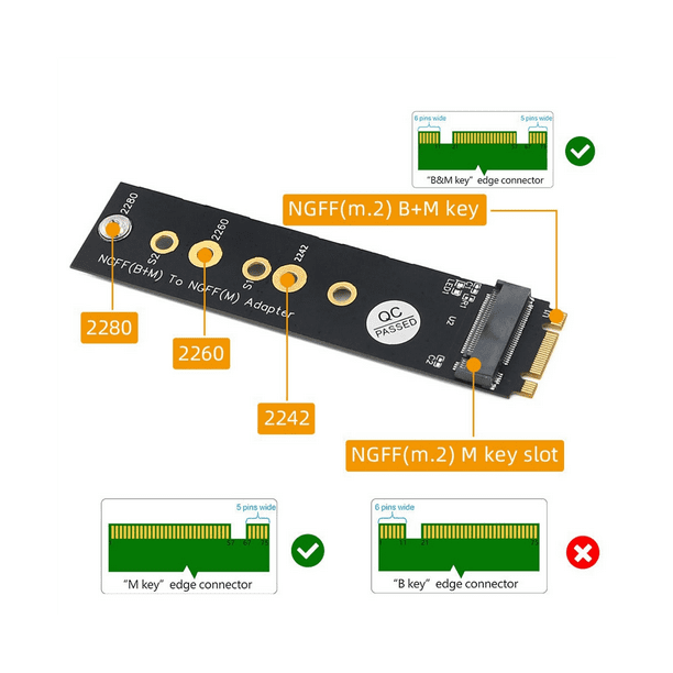 New Version M.2 NGFF Key B M To Key M Adapter for PCI E Bus SSD