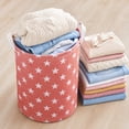 thumbnail image 2 of Homellea Star Print Collapsible Laundry Hamper, 13.78 x 17.72 Inch Fabric Clothes Basket with Handles, Foldable Storage Bin for Bedroom, Bathroom, Dorm, Laundry Room and Closet, 2 of 9