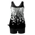 thumbnail image 5 of Two Piece Swimsuit for Women Modest Blouson Tankini Bathing Suits with Swim Shorts Floral Print Beach Outfits (L, White), 5 of 6