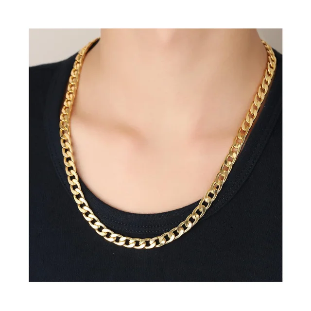 Collar de hombre, collar de cadena de moda para hombre, cadenas para hombre, joyería de oro de 18 quilates, 22 pulgadas, 56 cm, 1 pieza, oro