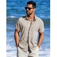 thumbnail image 2 of Camisa LETSEE Beach casual de manga corta con botones para hombre, 2 of 6