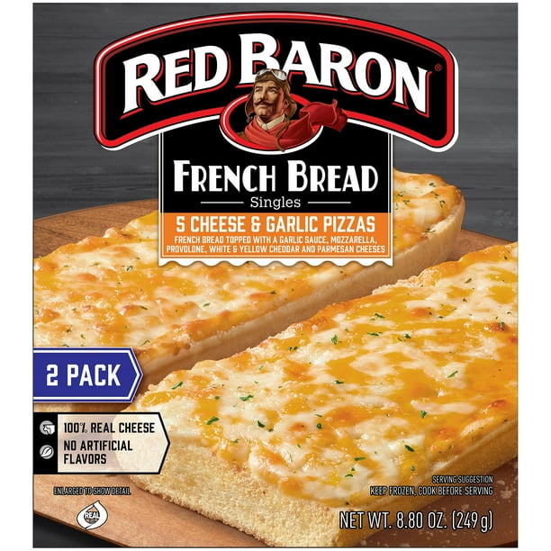 RED BARON Pizza, French Bread Singles Five Cheese & Garlic, 2 count, 8.