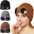 thumbnail image 2 of BR Gorro de Lana de Punto Beige para Hombre y Mujer - Estilo Aviador Otoño/Invierno, 2 of 5