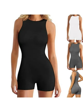 Womens Running Onesie Workout Romper Long Sleeve One Piece Outfits Tennis  Gym Yoga Jumpsuits Exercise Athletic Bodysuit