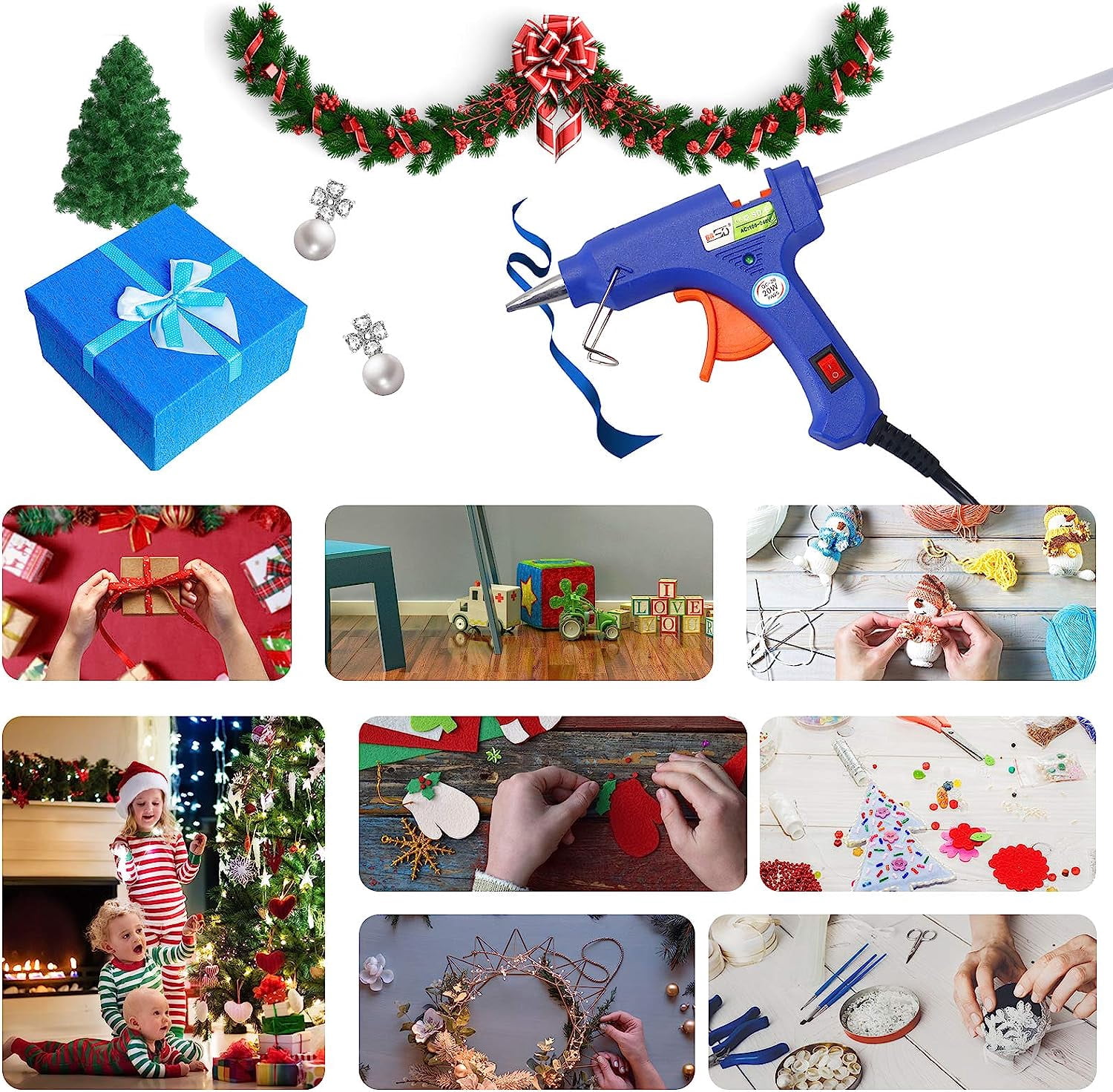 Glue Gun and Sticks Set, Hot Melt Glue Gun Mini for Crafts with 20 Pcs Glue Sticks and 20 Wood Craft Sticks,Hot Mini Glue Guns with Hardshell Carrying Case for School DIY Arts, Craft