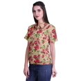 thumbnail image 2 of Moomaya Printed Half Sleeve Shirt For Women Button Down Collar Casual Top, 2 of 6