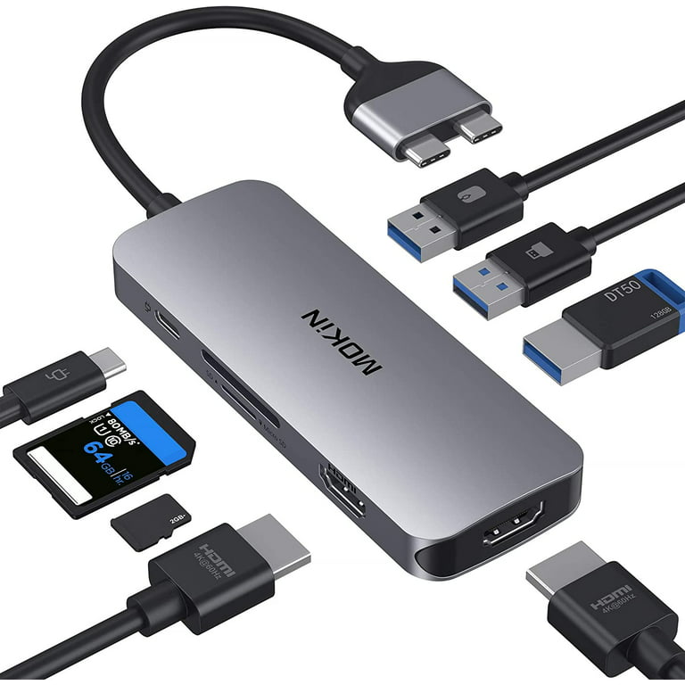 højdepunkt Brobrygge valgfri Docking Station for MacBook Pro Air, USB C Docking Station Dual  Monitor,Dual HDMI Adapter Hub for Mac MacBook Pro with 2 HDMI(4K @60Hz),  3USB3.0,SD TF Card Reader and 100W PD USB C