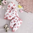 thumbnail image 2 of Baby Girl Outfits Winter Thickened Love Print Plush Long Sleeve Hooded Tops Pants Bag Baby Girl Clothes Pink 9 Months-12 Months, 2 of 7