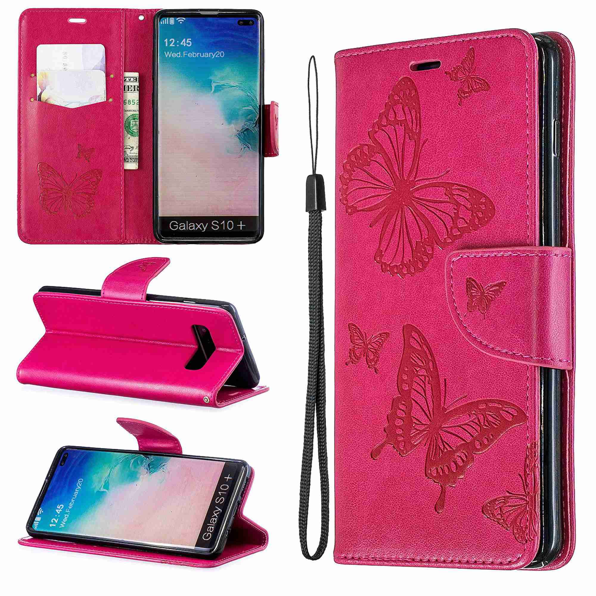 PU Leather Flip Cover Compatible with Samsung Galaxy S10 red Wallet Case for Samsung Galaxy S10 