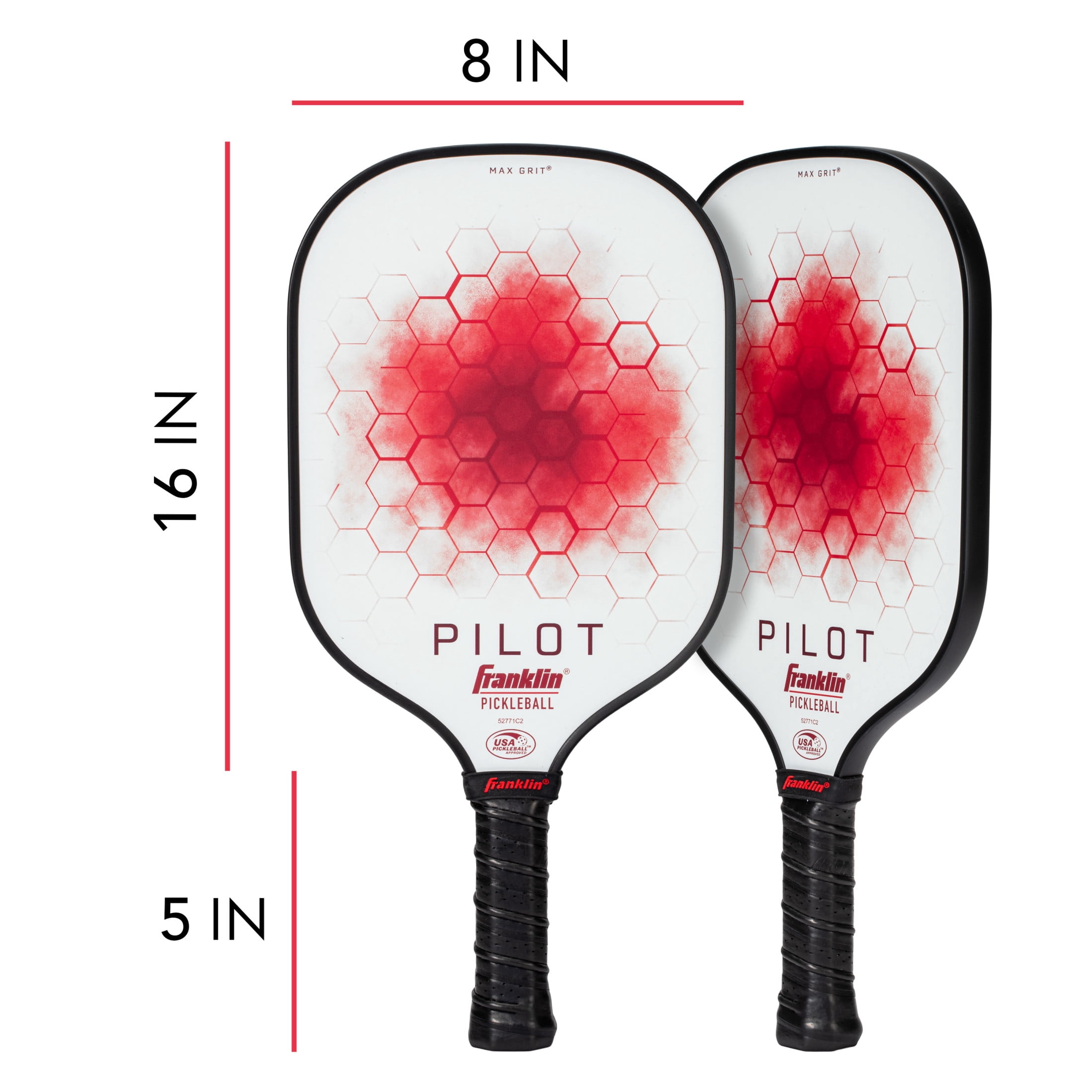 Franklin Sports Pickleball Paddle - Pilot Polypropylene Core Pickleball Racket - Official USA Pickleball (USAPA) Approved Pickleball Paddle - Lightweight Pro Racket - Red - 10mm Thick Core