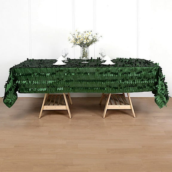 BalsaCircle 60" x 102" Green Leaf Petals Taffeta Rectangle Tablecloth Reception Decorations