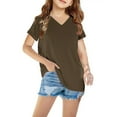 thumbnail image 4 of Wdfiry Kids Cotton V-Neck T-Shirts Ultra-Soft Breathable Boys & Girls Tee 3-14 Years Solid Color Casual Summer Tops, 4 of 5