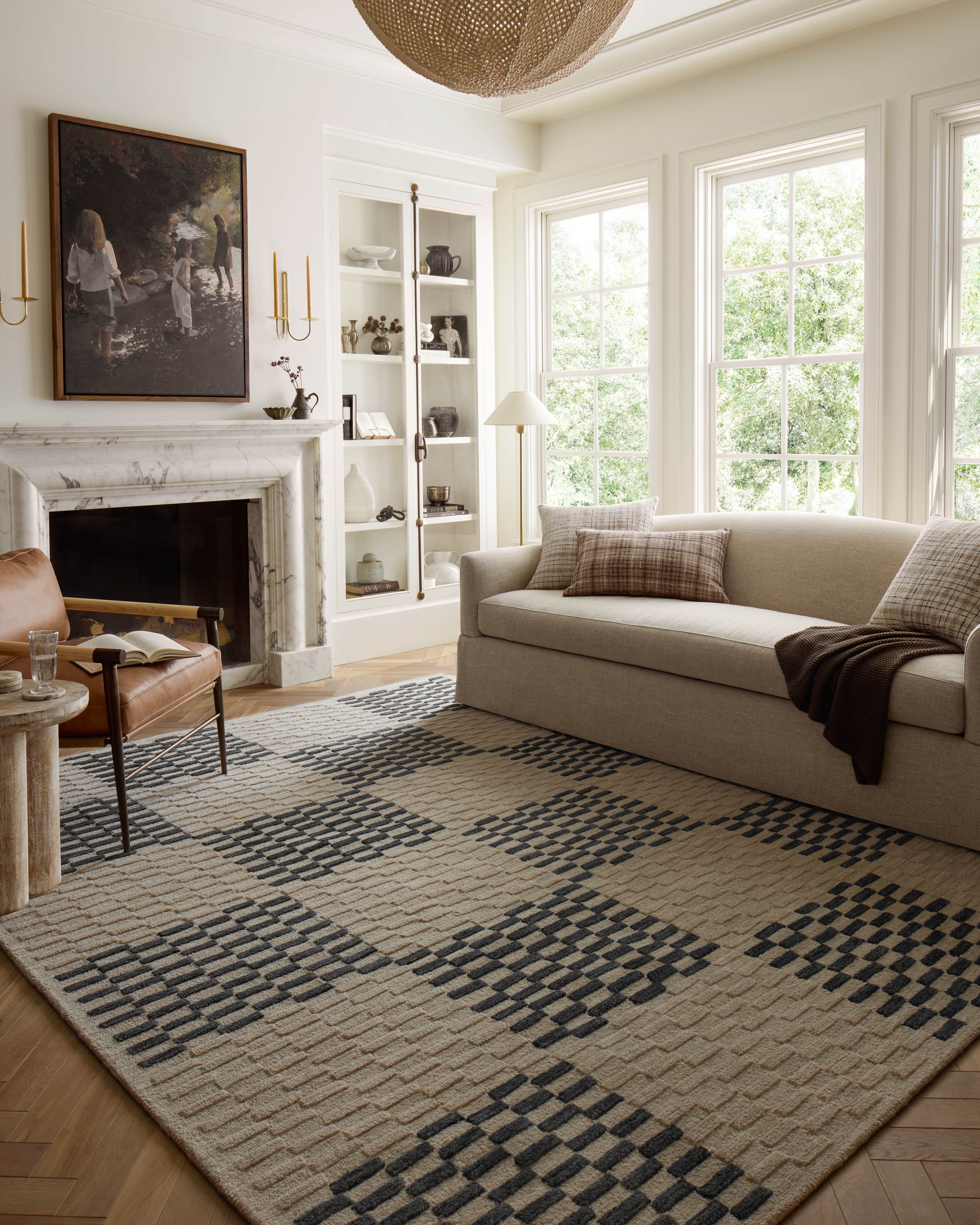 Chris Loves Julia x Loloi Bradley Beige / Midnight 2'-6" x 7'-6" Runner Rug