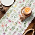thumbnail image 3 of Spring Floral Table Runner - 120 Inch Long Pink Flowers Green Plaid Pastoral Cotton and Linen Blended Dress Scarves Farmhouse Table Runner for Kitchen Dining, Coffee Table, 13" x 120", 3 of 8