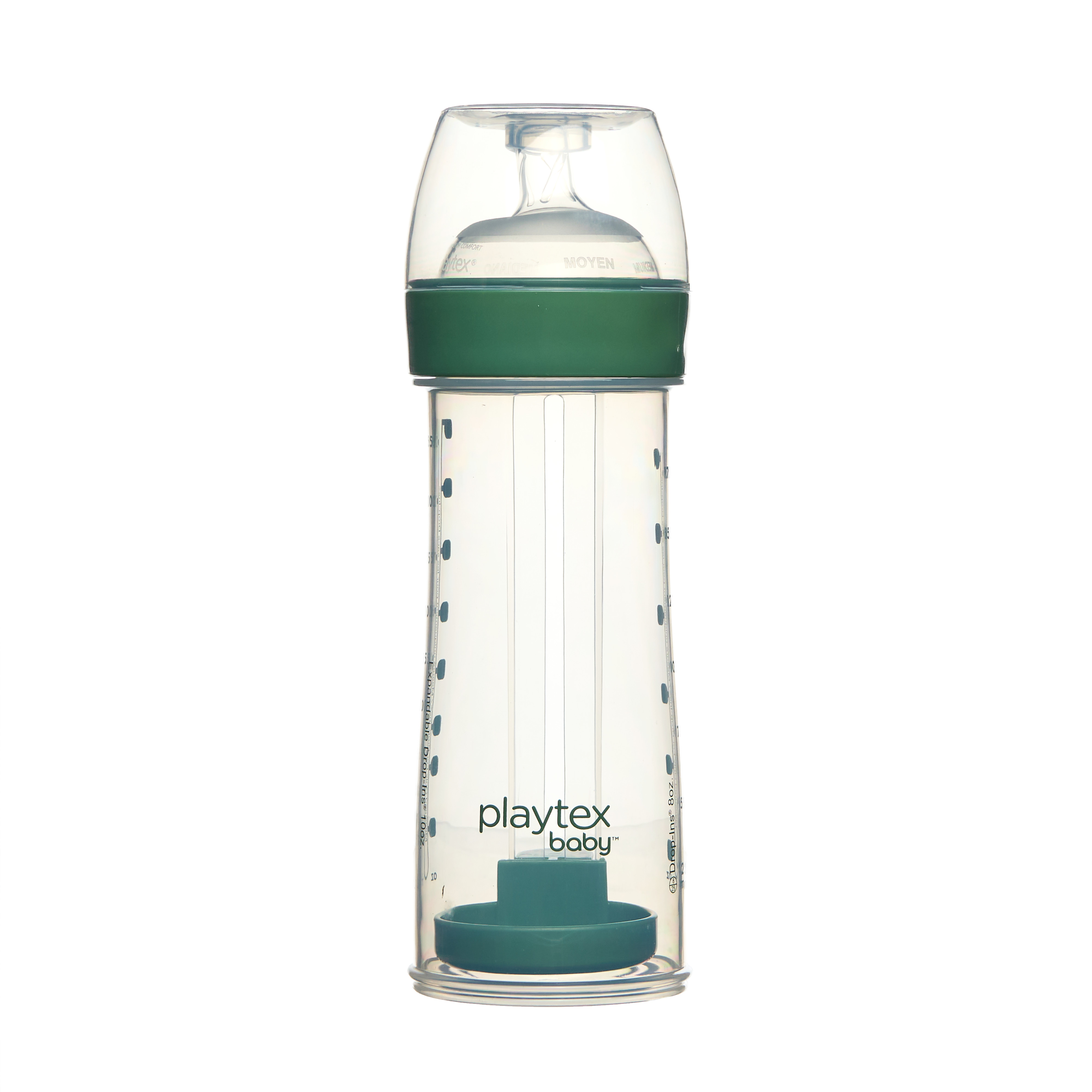 Playtex Baby Nurser Clear Anti-Colic Baby Bottle with 15 Drop-ins Liners, 8 oz, 3 pack