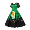 thumbnail image 3 of DYMADE Women Halloween Lace Slim Fit Printed Large Hem Dress, 3 of 6