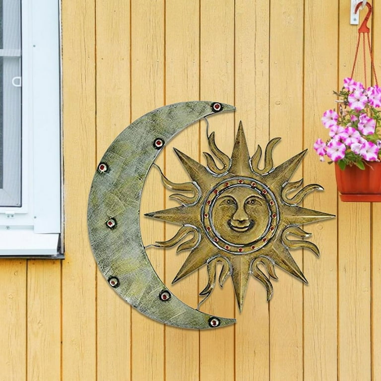 ankishi 13 Aztec Sun Moon Metal Wall Decor Celestial Themed Hand