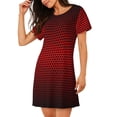 thumbnail image 2 of Easygdp Red Geometric Camisón de manga corta para mujer, informal, estampado, 2 of 6