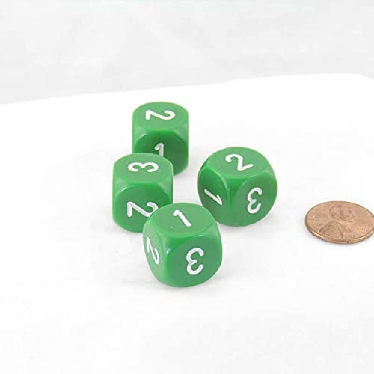 green-opaque-dice-with-white-numbers-d3-d6-1-3-twice-16mm-5-8in