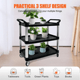 thumbnail image 3 of Aukfa 40" Large Rolling Utility Cart, Heavy Duty 3-Shelf Service/Tool Cart on Wheels for Foodservice/Restaurant/Cleaning, 3 of 15