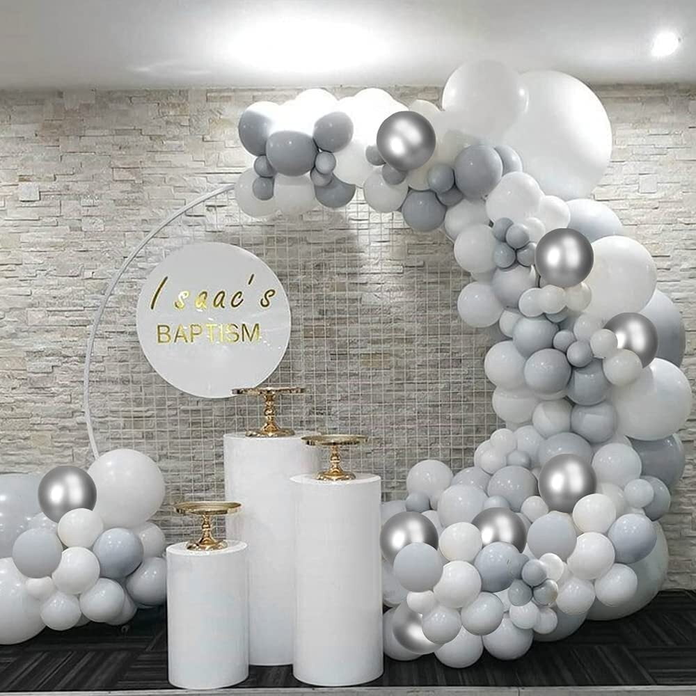 Gray White Silver Balloon Garland Arch Kit for Wedding, Birthday Party ...
