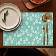 thumbnail image 4 of Turquoise Daisy Flower Yellow Centers Pattern Summer Placemats Table Placemats Set Of 6-Linen Kitchen Washable Placemats Table Mats 11.8"x17.7" Non-Slip Heat Resistant, 4 of 5