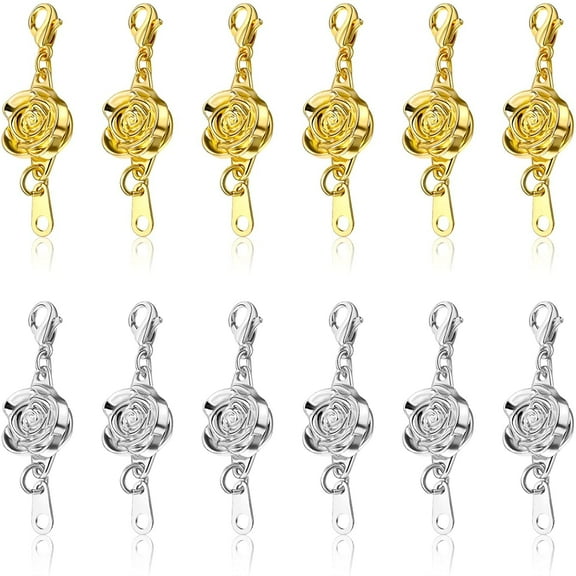 12Pcs Locking Magnetic Clasps Rose Jewelry Magnetic Clasp Necklace Lobster Clasp Closures for Women