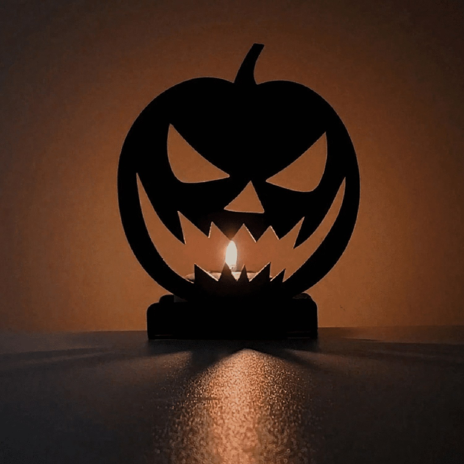 Gothic Pumpkin Candle Holder Lightweight Iron for Halloween and Fall Decor